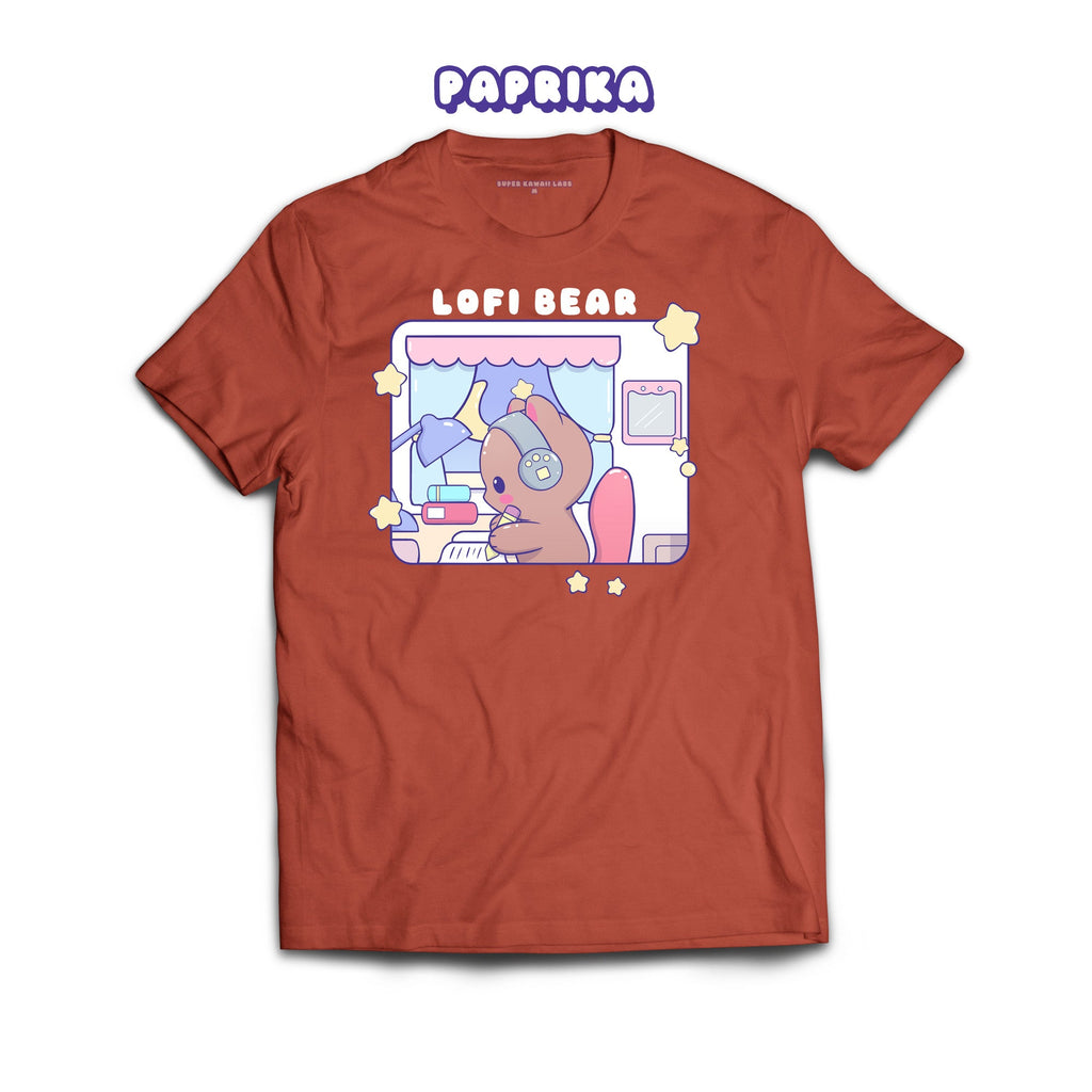 Lofi Bear T-shirt, Paprika 100% Ringspun Cotton T-shirt