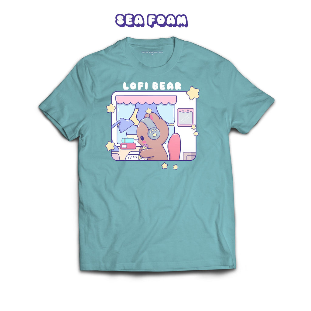 Lofi Bear T-shirt, Sea Foam 100% Ringspun Cotton T-shirt