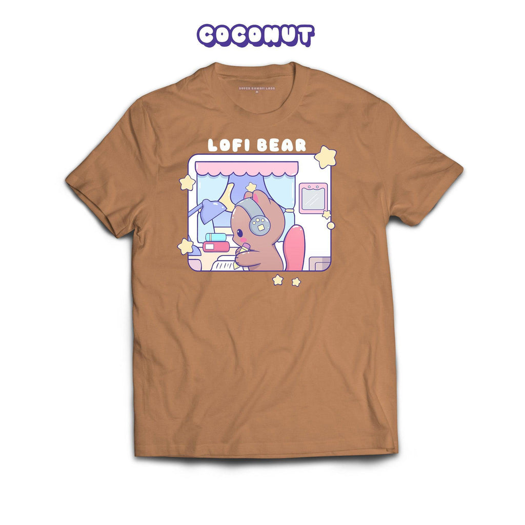 Lofi Bear T-shirt, Toasted Coconut 100% Ringspun Cotton T-shirt
