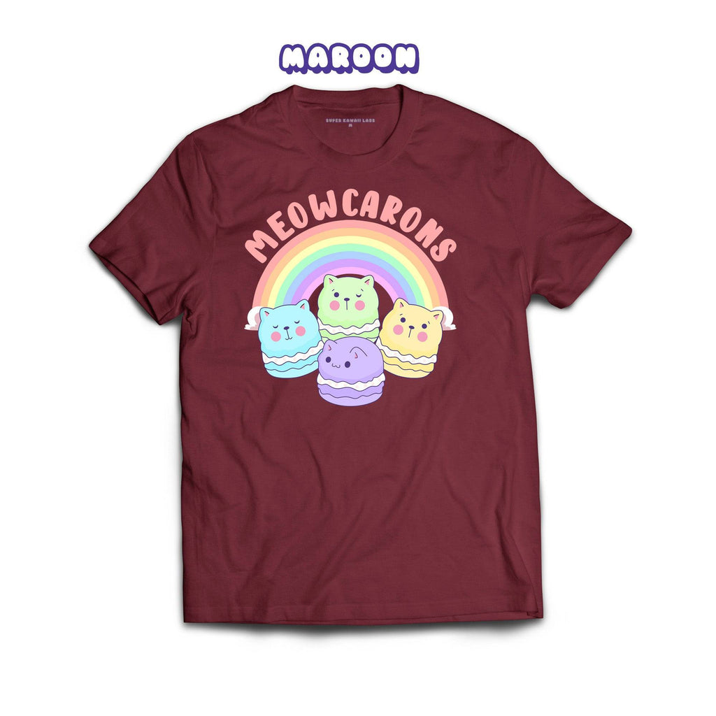 Meowcaroons1 T-shirt, Maroon 100% Ringspun Cotton T-shirt