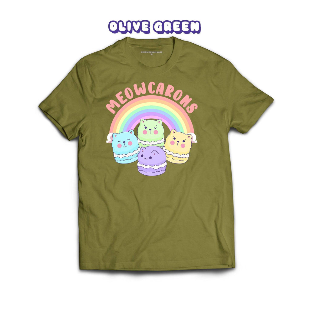 Meowcaroons1 T-shirt, Olive Green 100% Ringspun Cotton T-shirt