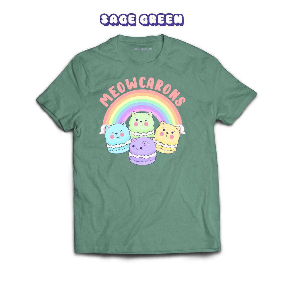 Meowcaroons1 T-shirt, Sage 100% Ringspun Cotton T-shirt