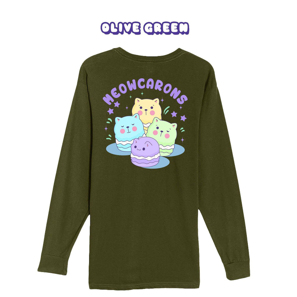 Meowcaroons2 Olive Green Longsleeve T-shirt