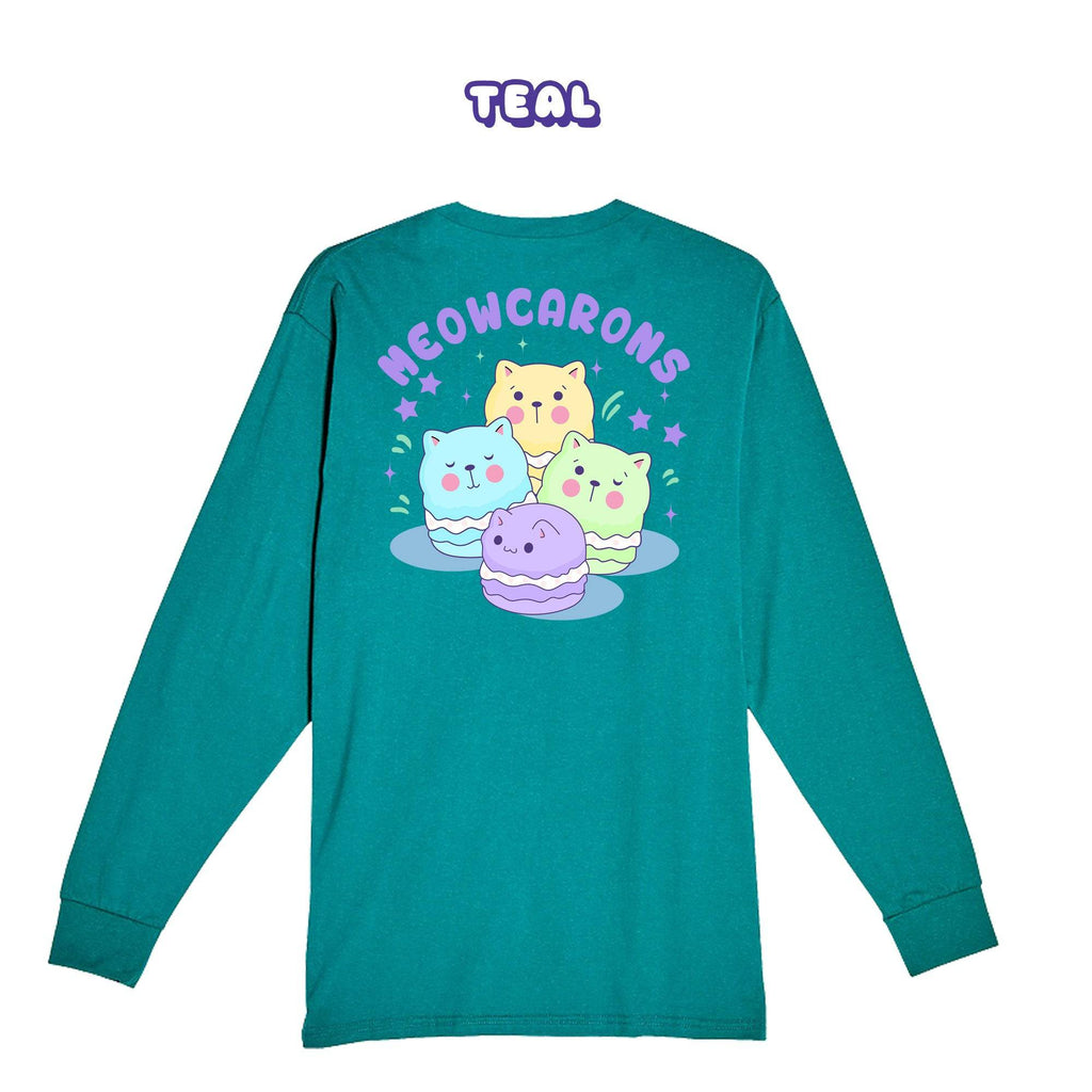Meowcaroons2 Teal Longsleeve T-shirt