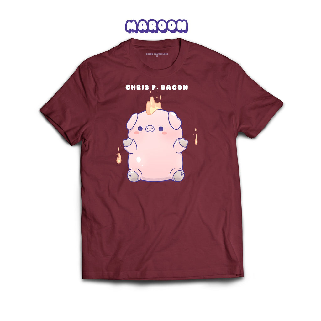 Pig T-shirt, Maroon 100% Ringspun Cotton T-shirt