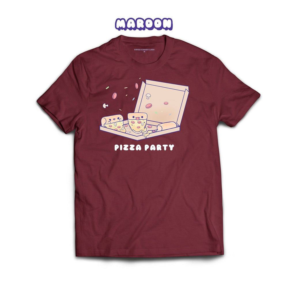Pizza T-shirt, Maroon 100% Ringspun Cotton T-shirt