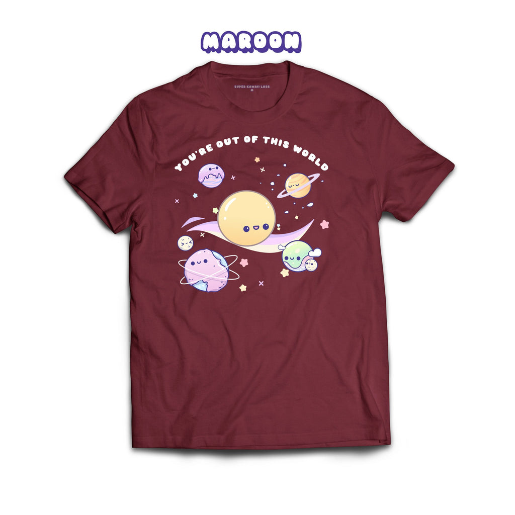 Planets T-shirt, Maroon 100% Ringspun Cotton T-shirt