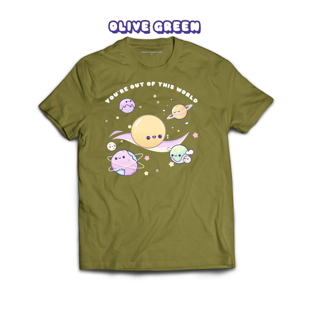 Planets T-shirt, Olive Green 100% Ringspun Cotton T-shirt
