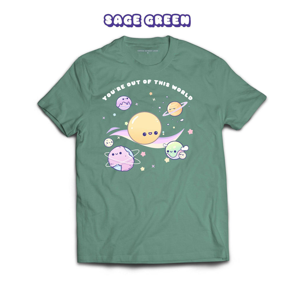 Planets T-shirt, Sage 100% Ringspun Cotton T-shirt