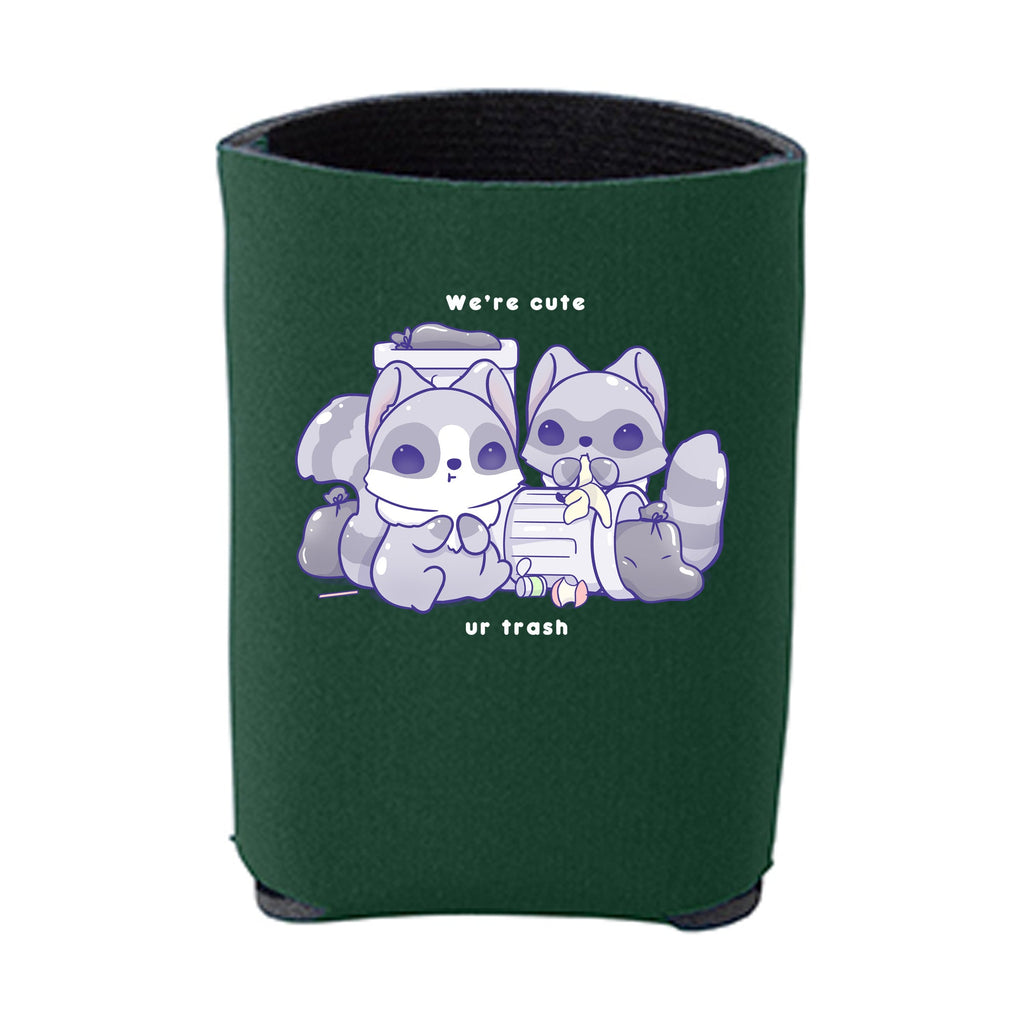 Kawaii Forest Green Racoons Beverage Holder