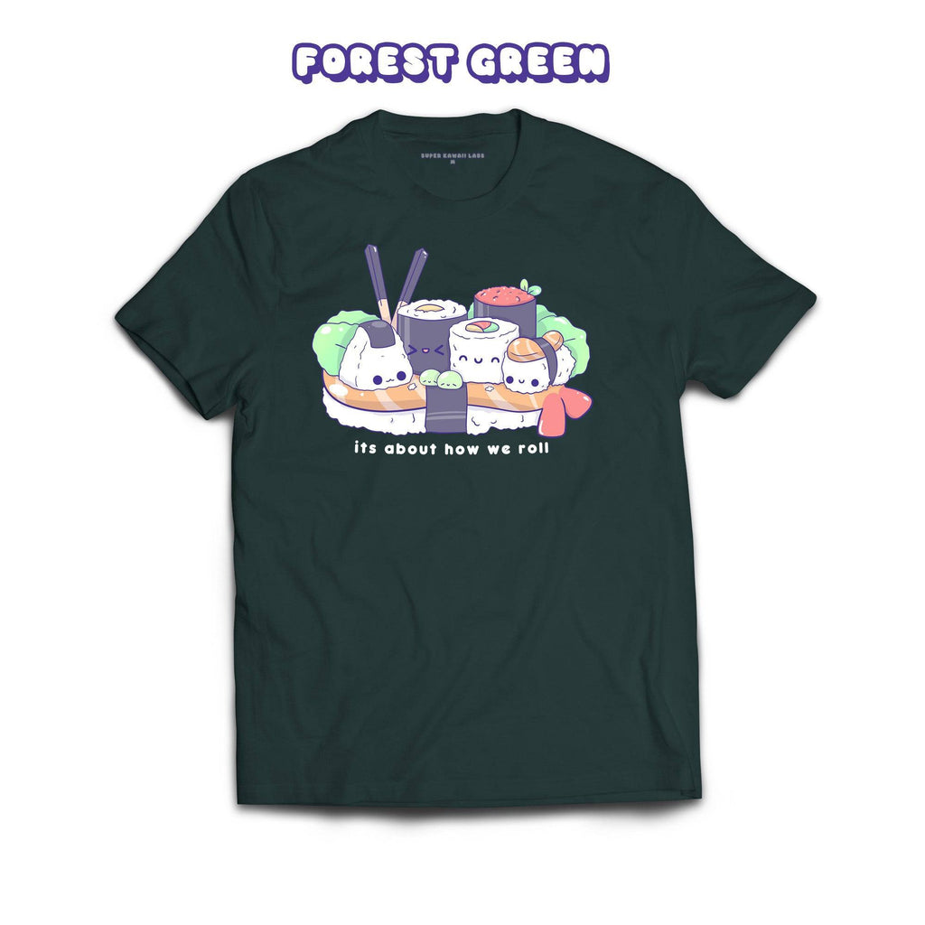 Sushi T-shirt, Forest Green 100% Ringspun Cotton T-shirt