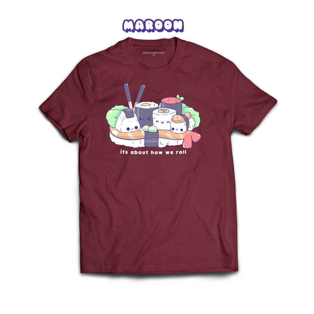 Sushi T-shirt, Maroon 100% Ringspun Cotton T-shirt