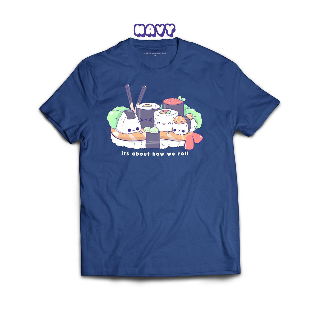 Sushi T-shirt, Navy 100% Ringspun Cotton T-shirt