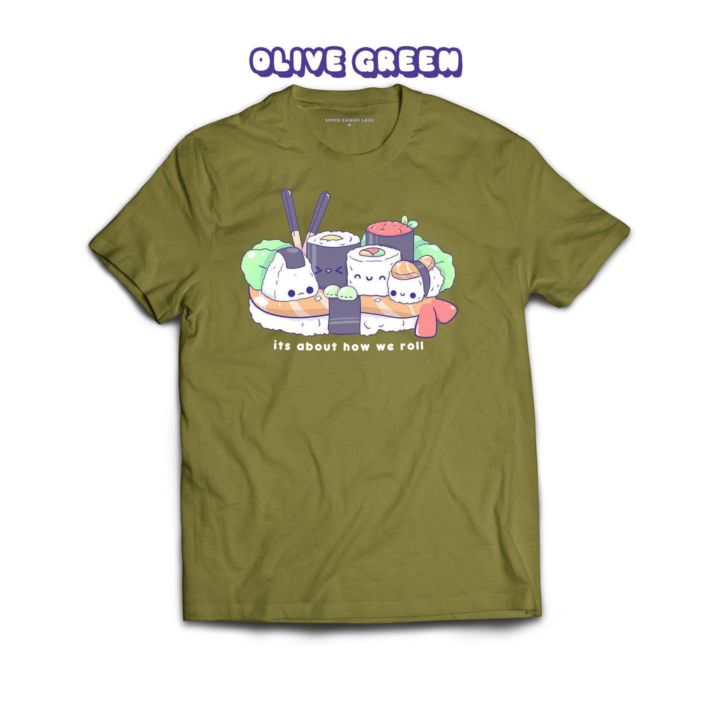 Sushi T-shirt, Olive Green 100% Ringspun Cotton T-shirt