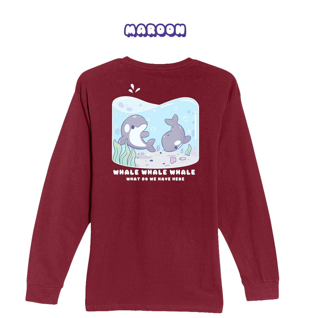 Whales Maroon Longsleeve T-shirt