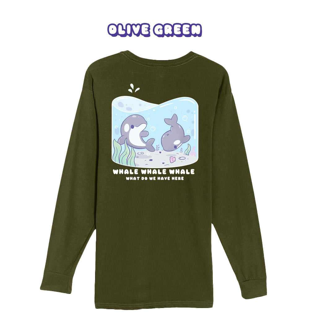 Whales Olive Green Longsleeve T-shirt