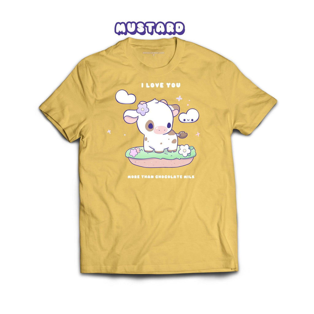 Chocolate Cow T-shirt, Mustard 100% Ringspun Cotton T-shirt