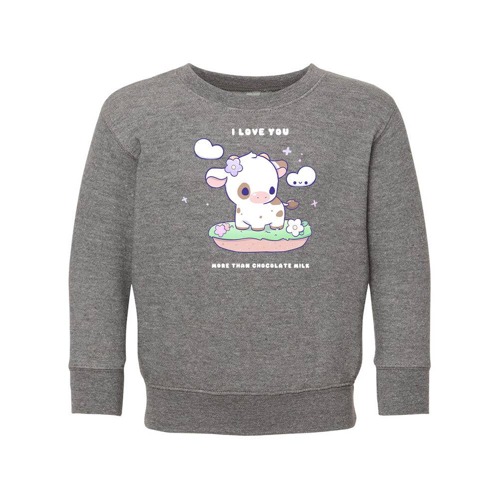 Heather Gray cow2 Toddler Crewneck Sweatshirt